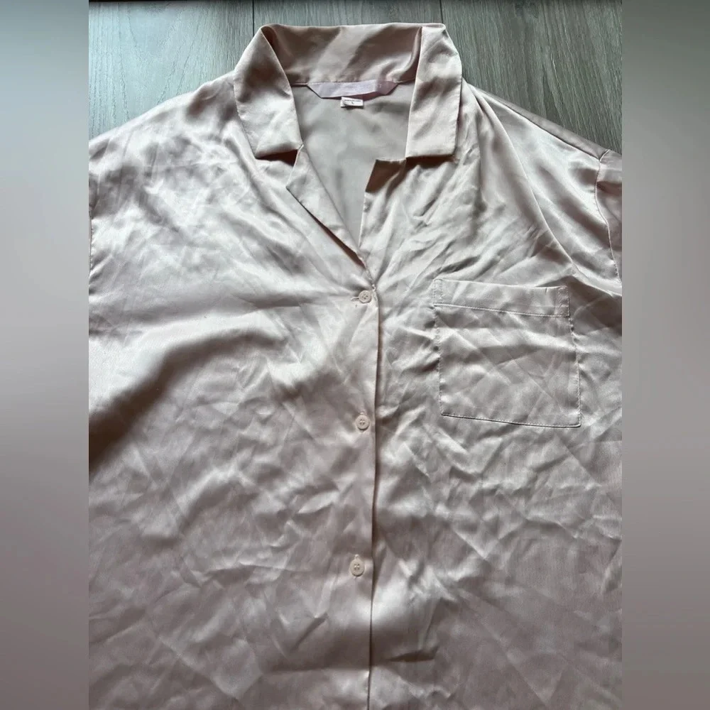 VICTORIAS SECRET SZ L SLEEP SHIRT BUTTON-UP‎ LONG-SLEEVE NIGHTGOWN PAJAMAS